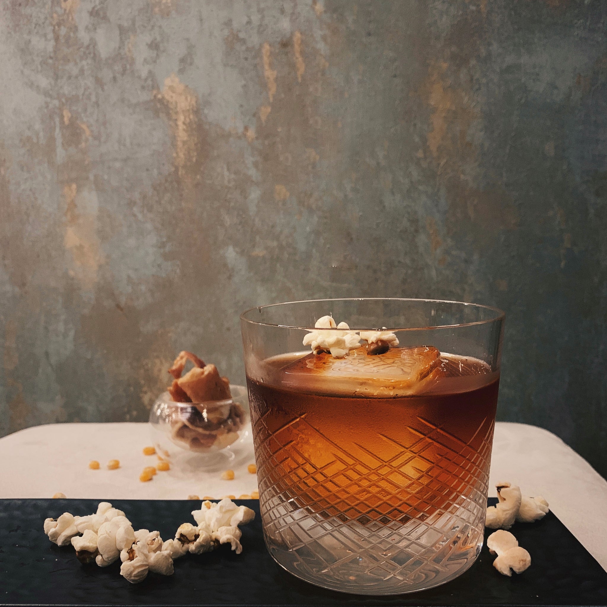 [SOLD OUT] Bacon-washed Popcorn Old Fashioned (serves two)